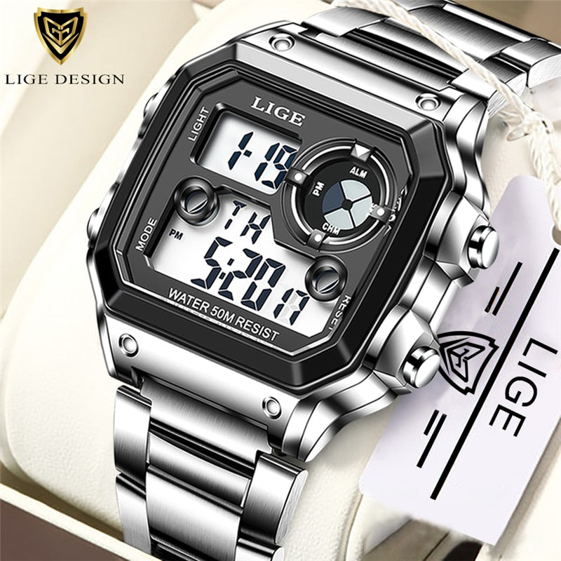 LIGE Brand Men Digital Watch Shock Military Sport Watches Fashion Waterproof Electronic Wristwatch Mens Reloj Inteligente Hombre
