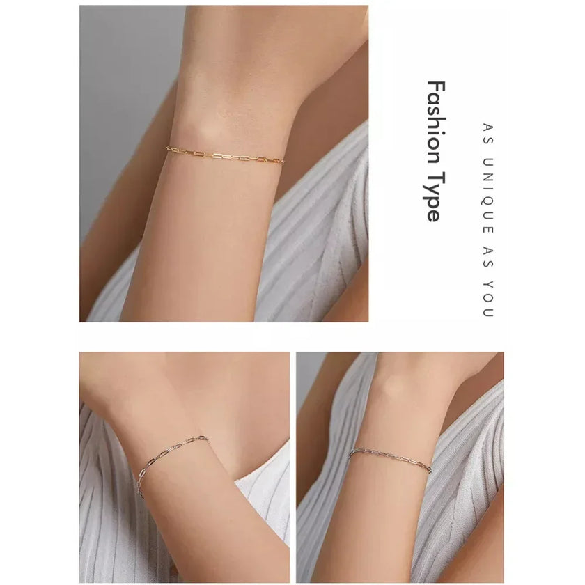 925 Sterling Silver Gold Cable Chain Bracelet