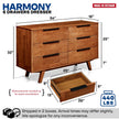 Harmony Solid Wood Dresser with 6 Drawers