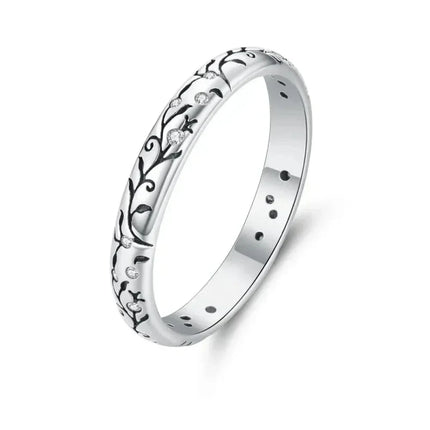 925 Sterling Silver Vintage Embossed Floral Ring