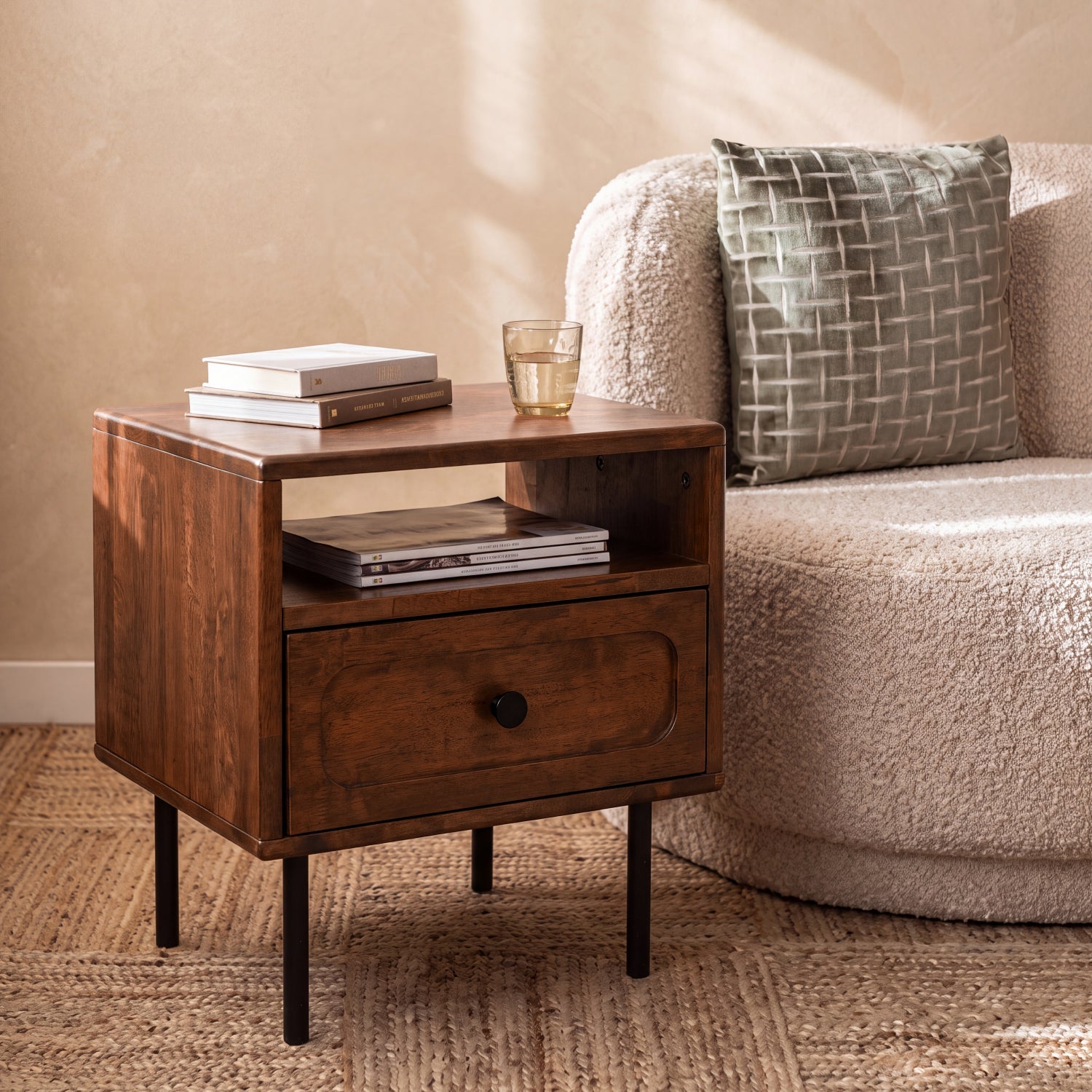 Savana Single Drawer Solid Wood Nightstand