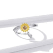 925 Sterling Silver 18K Gold Sunflower Open Ring