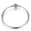 Sterling Silver Snake Chain Bangle Bracelet with CZ Pavé