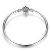 Sterling Silver Snake Chain Bangle Bracelet with CZ Pavé