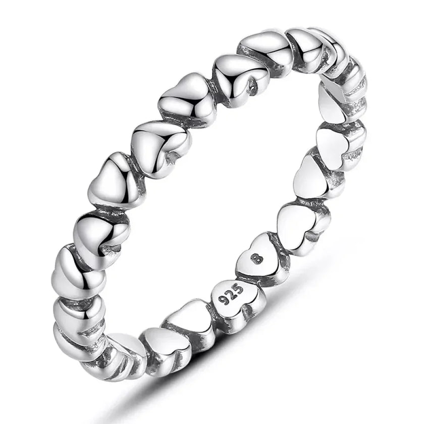 925 Sterling Silver Star & Heart Band Ring