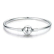 Sterling Silver Snake Chain Bangle Bracelet with CZ Pavé