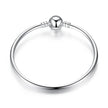 Sterling Silver Snake Chain Bangle Bracelet with CZ Pavé