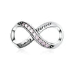 925 Sterling Silver Clear 5A Crystal Collection Family Heart X-Shape Charm Beads for Charm Bracelet & Necklace Pendant