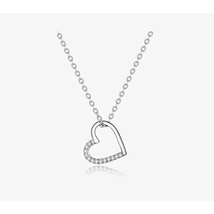 Genuine 925 Sterling Silver The Shape Of Love Chain Necklace For Women - Fine Jewelry 18.11'' Collar