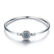 Sterling Silver Snake Chain Bangle Bracelet with CZ Pavé