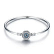 Sterling Silver Snake Chain Bangle Bracelet with CZ Pavé