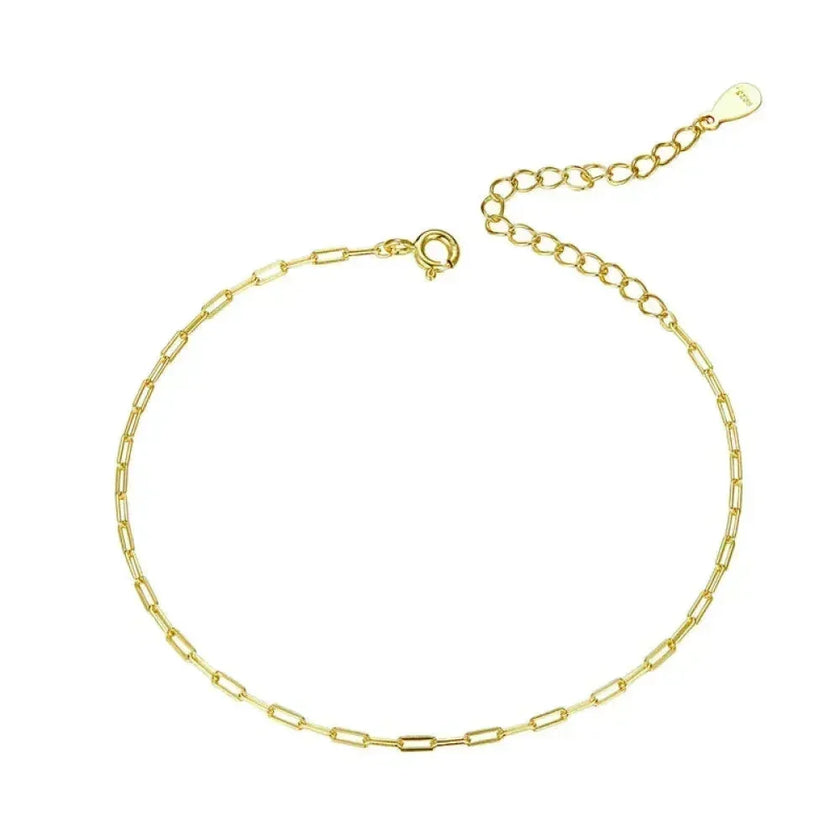 925 Sterling Silver Gold Cable Chain Bracelet