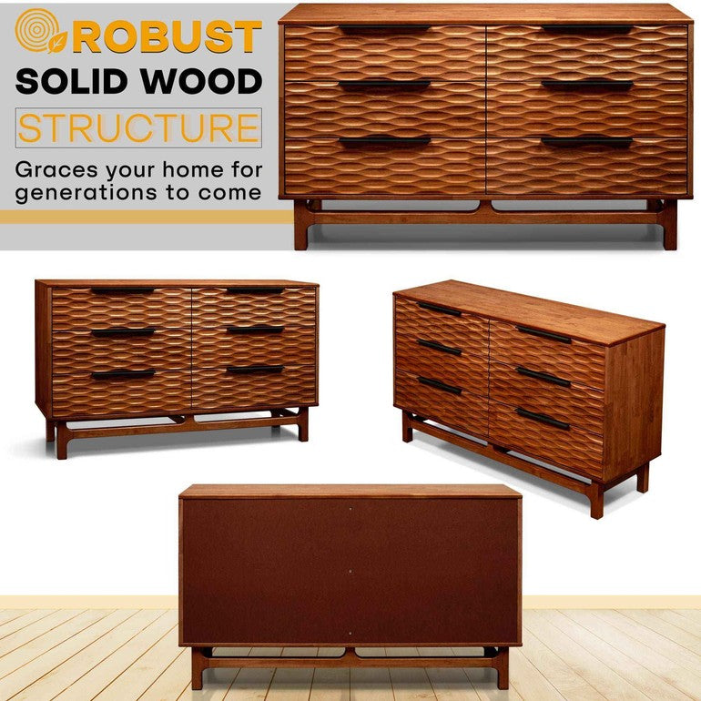 Elara Solid Wood Dresser with 6 Drawers