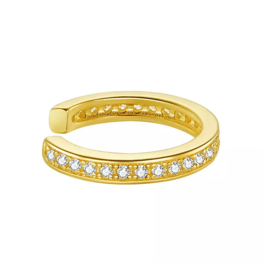 925 Sterling Silver Ear Cuff - Elegant Gold Color Clip Earrings For Women