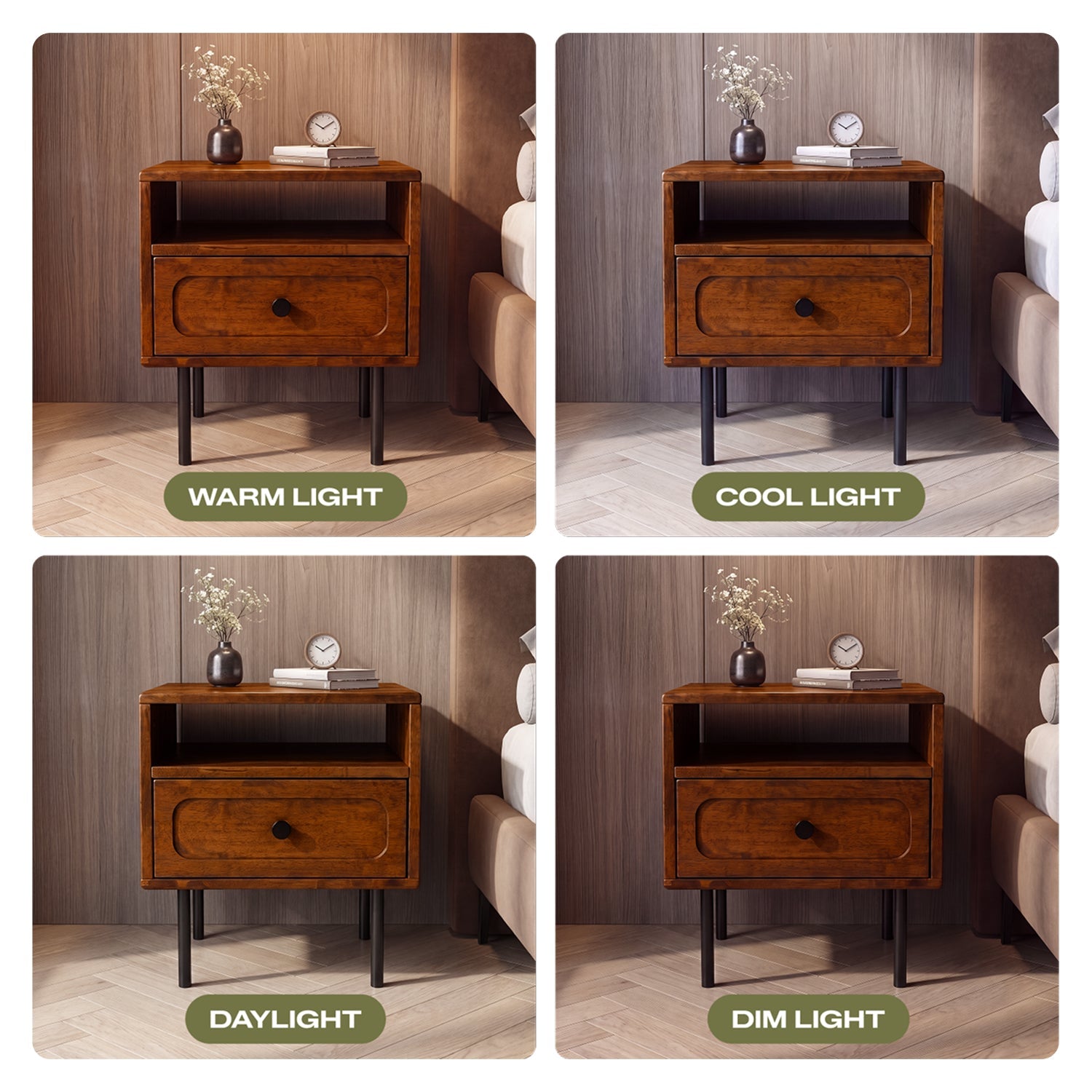 Savana Single Drawer Solid Wood Nightstand
