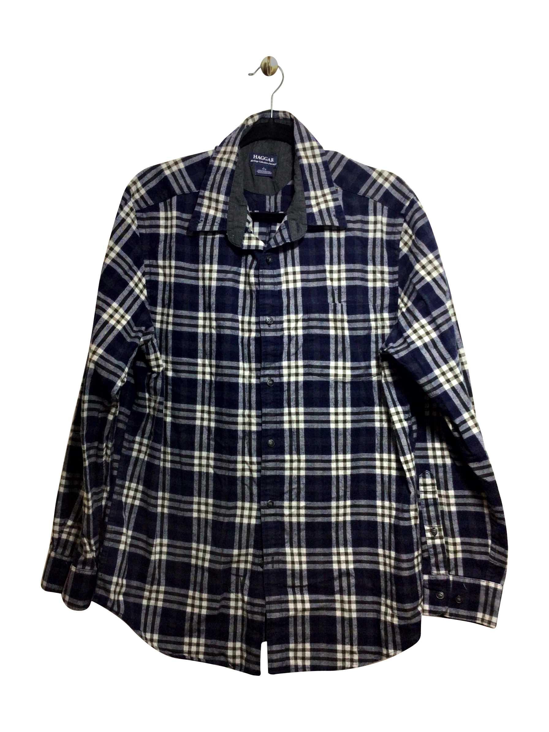 HAGGAR Regular fit Button-down Top in Blue  -  L