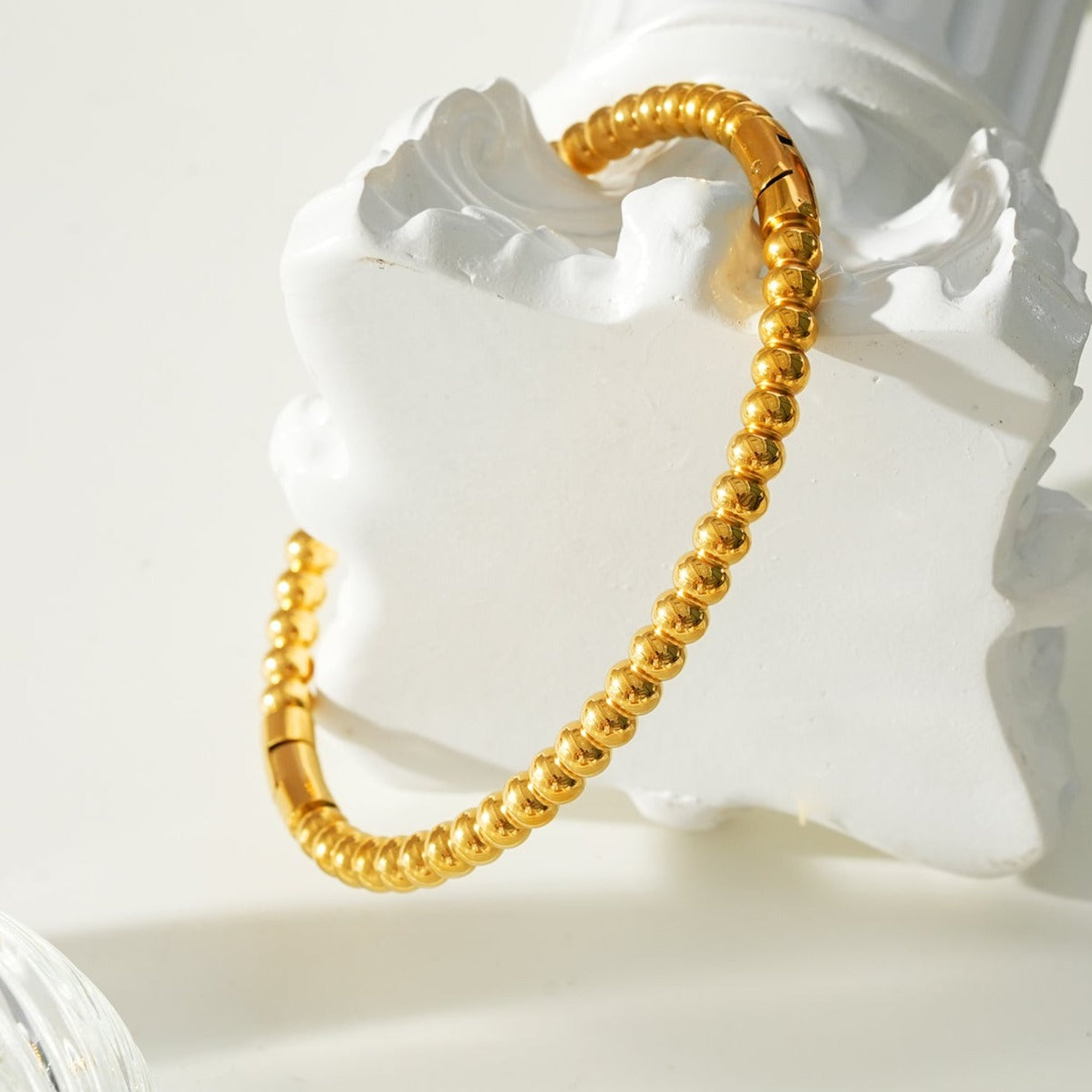 Style HANXI : Bracelet classique à perles rondes en or