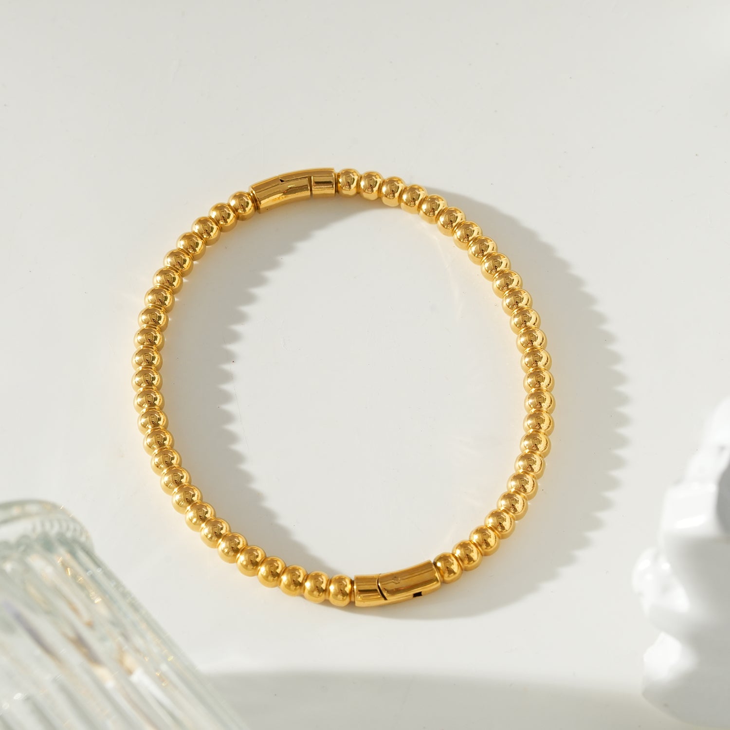Style HANXI : Bracelet classique à perles rondes en or