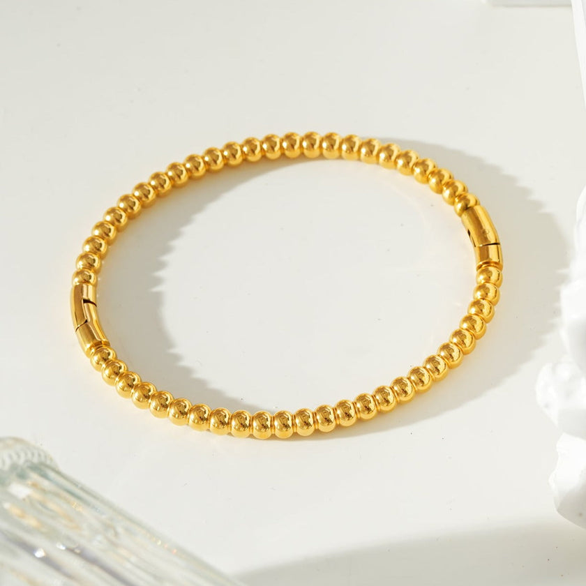 Style HANXI : Bracelet classique à perles rondes en or