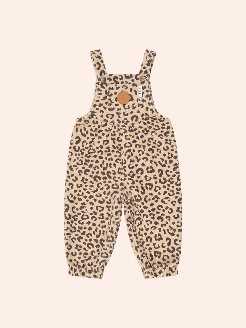 Leopard Print Denim Overalls | Huxbaby