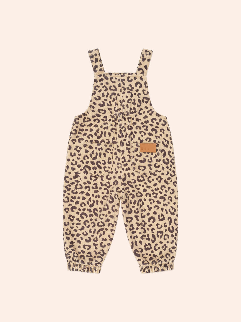 Leopard Print Denim Overalls | Huxbaby