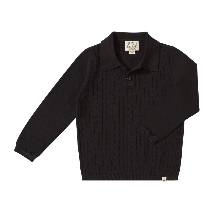 Christian Black Cable Polo | Me & Henry