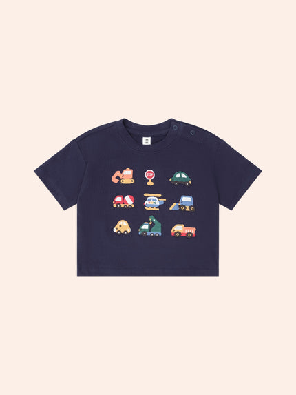 Construction Tee | Navy | Huxbaby