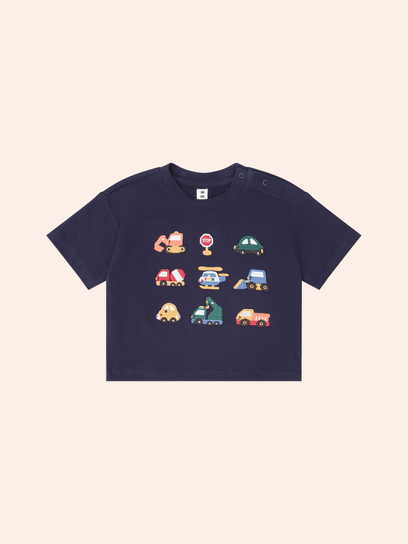 Construction Tee | Navy | Huxbaby