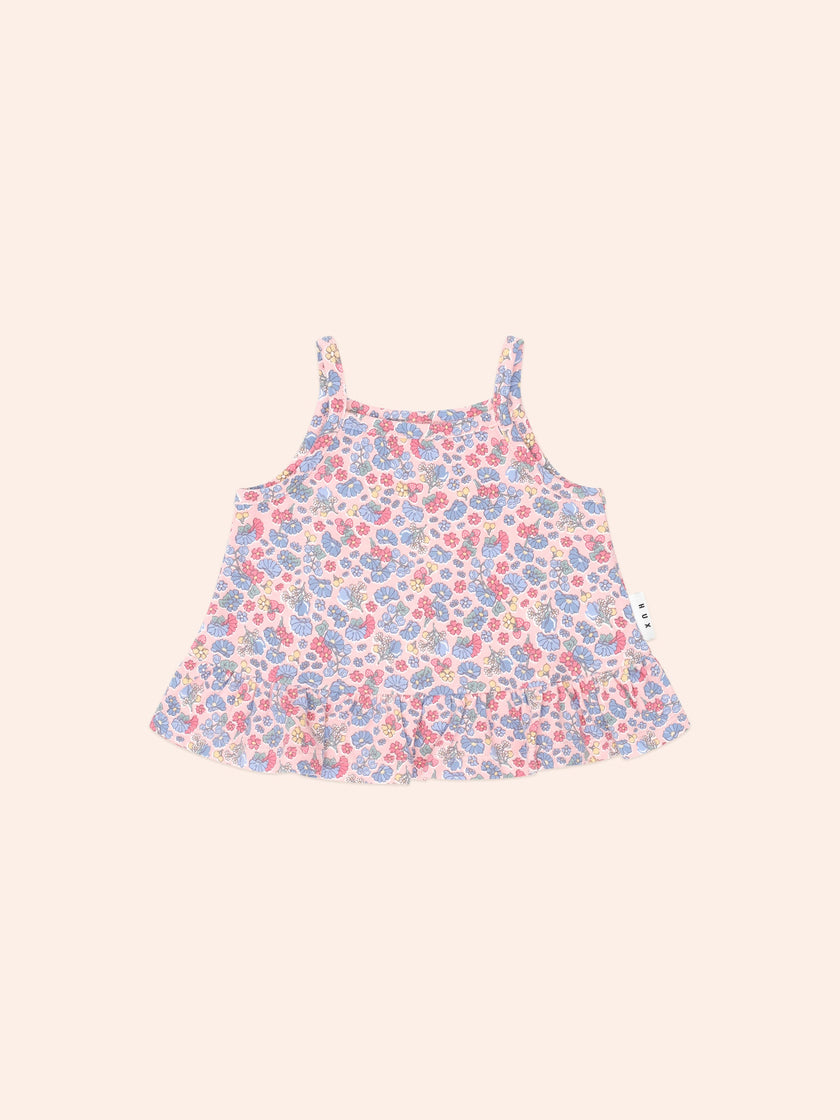 Vintage Floral Peplum Top| Dusty Pink Multi | Huxbaby