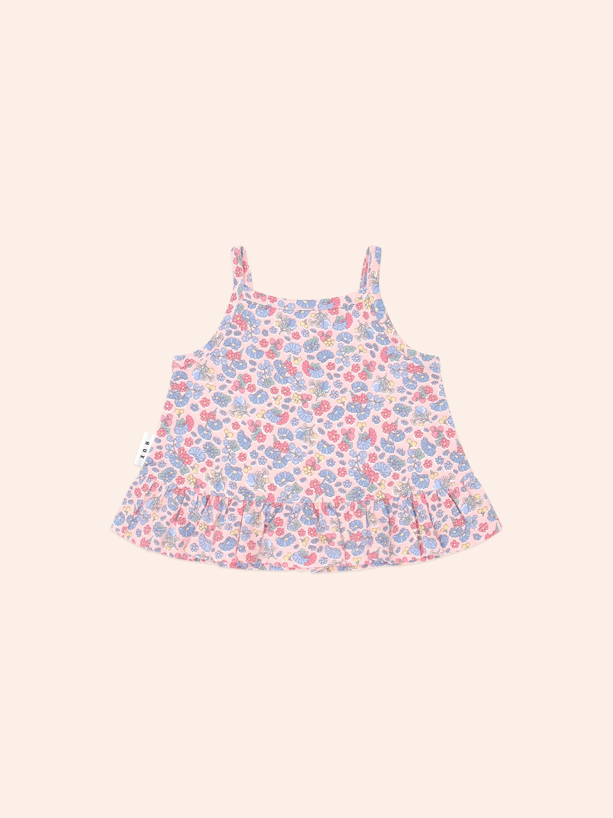 Vintage Floral Peplum Top| Dusty Pink Multi | Huxbaby
