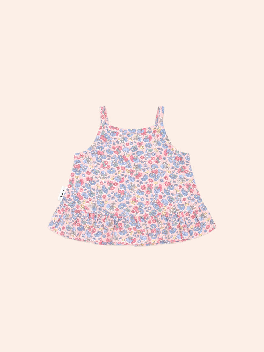Vintage Floral Peplum Top| Dusty Pink Multi | Huxbaby