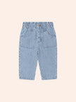 Vintage Bow Paperbag Denim Pants | Blue stripe | Huxbaby