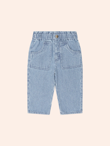 Vintage Bow Paperbag Denim Pants | Blue stripe | Huxbaby