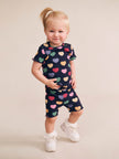 Multi Hearts Rib Bike Short | Navy | Huxbaby