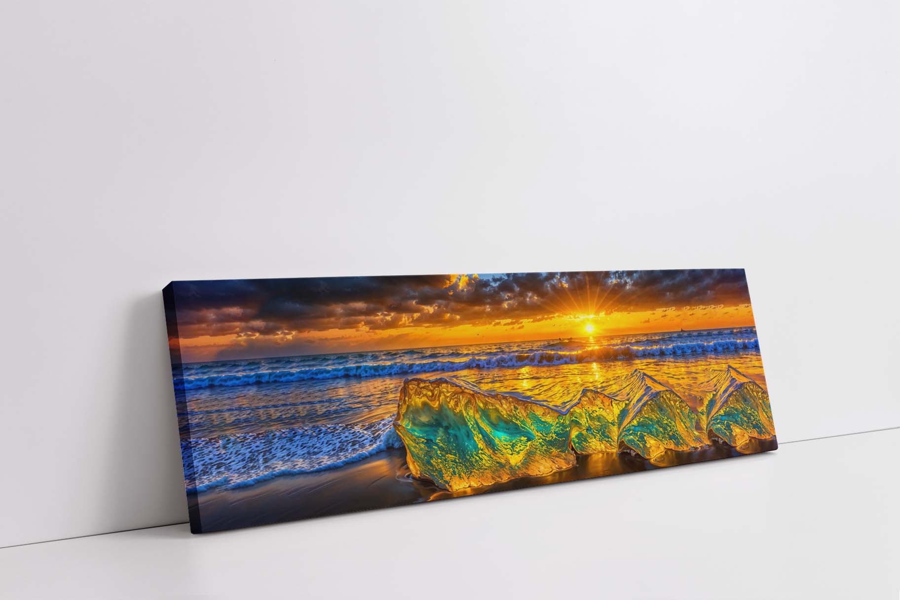 HDR Beach Rocks-Wall Art-Skyline-Canvas Print