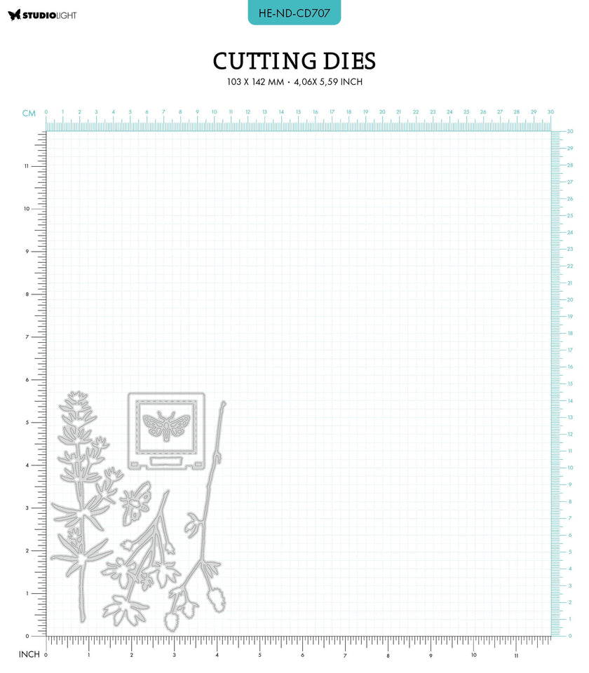 HEN Cutting Dies Long Botanical Twigs Natures Dream 103x142x1mm 8 PC nr.707