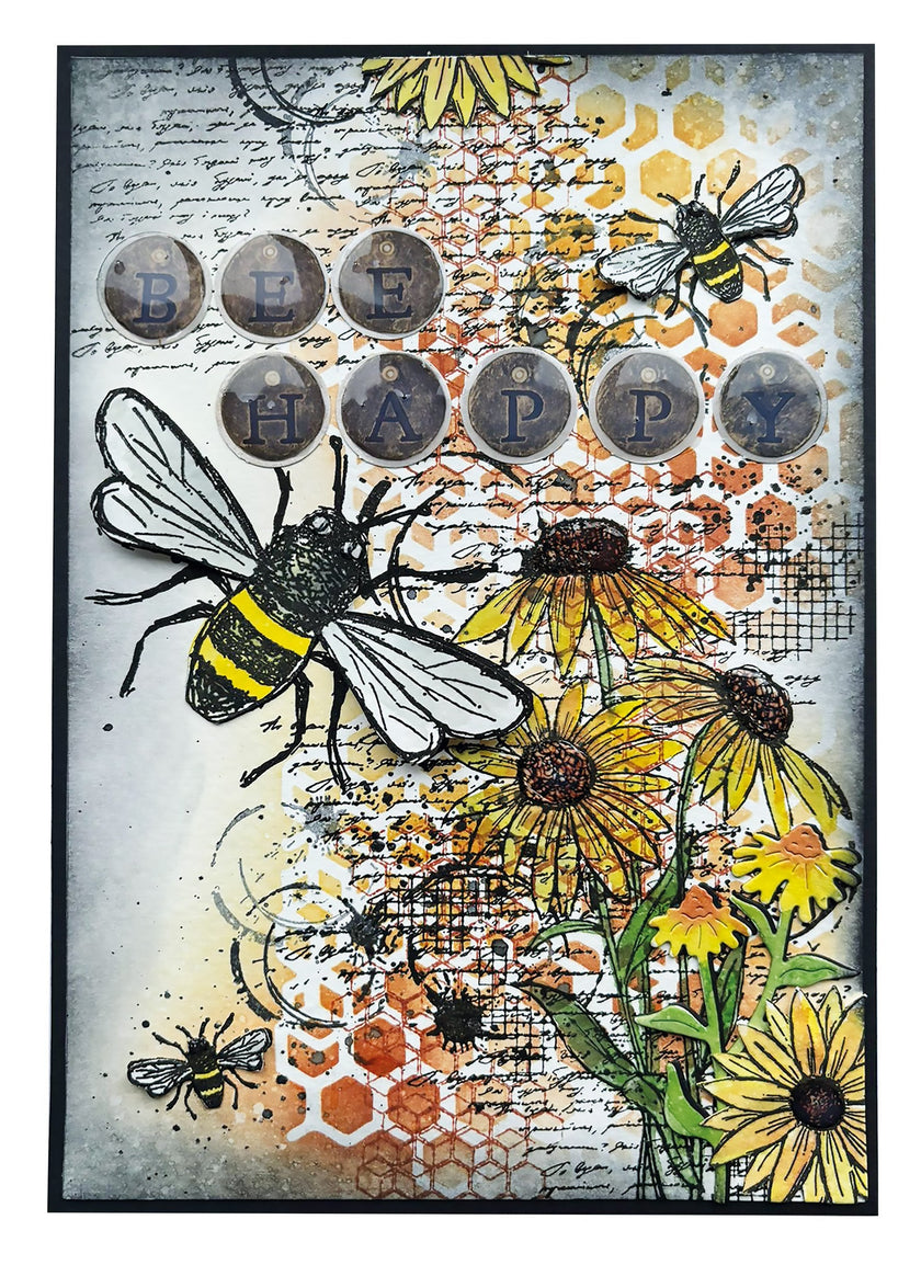 HE Clear Stamp Floral Bits Sweet Bee Memories 16 PC