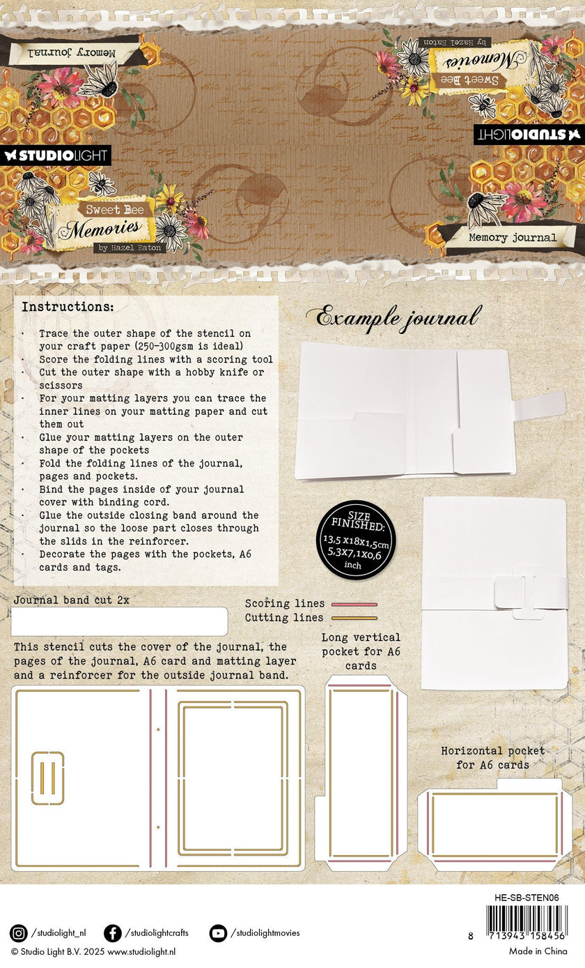 HE Stencil Memory Journal Sweet Bee Memories 4 PC