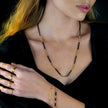 HILDA: Two-in-One Square Beads & Round Beads in Black & Gold Bracelet.