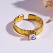 HIRAYA: Textured Block Band Ring with a Square Zirconia Centerpiece