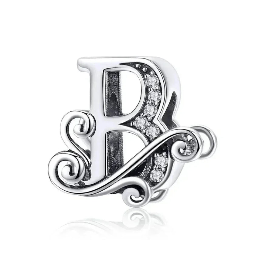Vintage Openwork 925 Sterling Silver Initial Charm