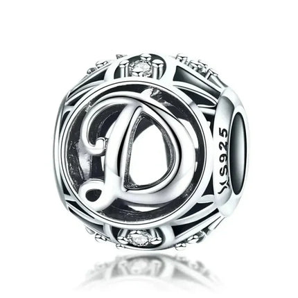 925 Sterling Silver Initial Charm Bead