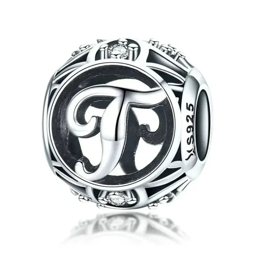 925 Sterling Silver Initial Charm Bead
