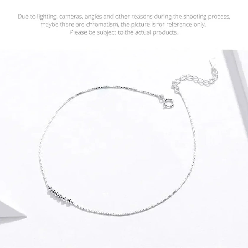 The Delicate 925 Sterling Silver Beaded Anklet