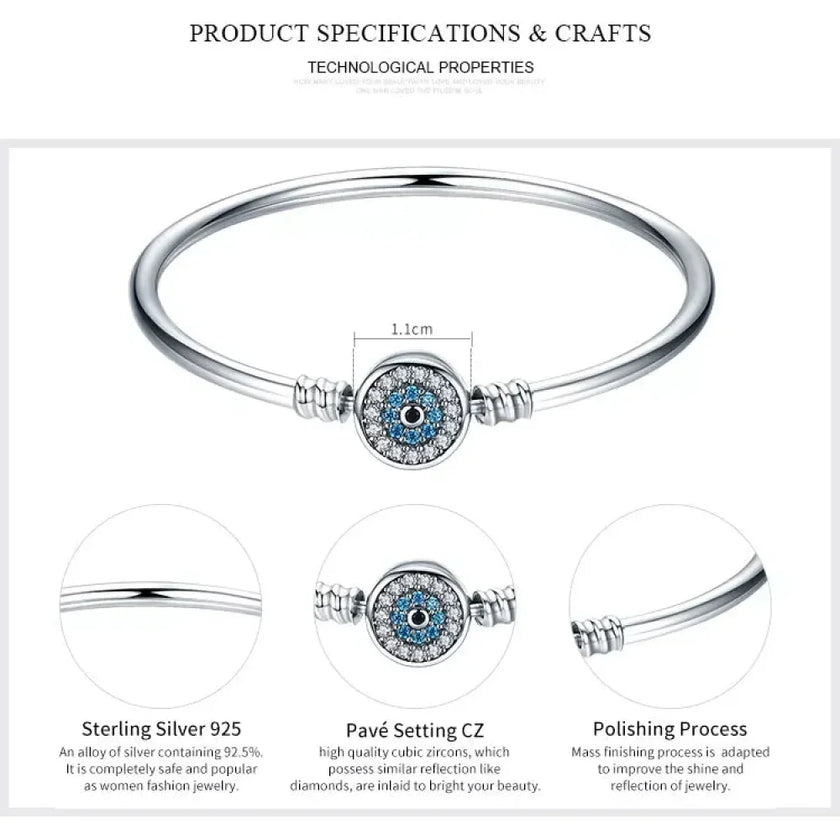 Sterling Silver Snake Chain Bangle Bracelet with CZ Pavé