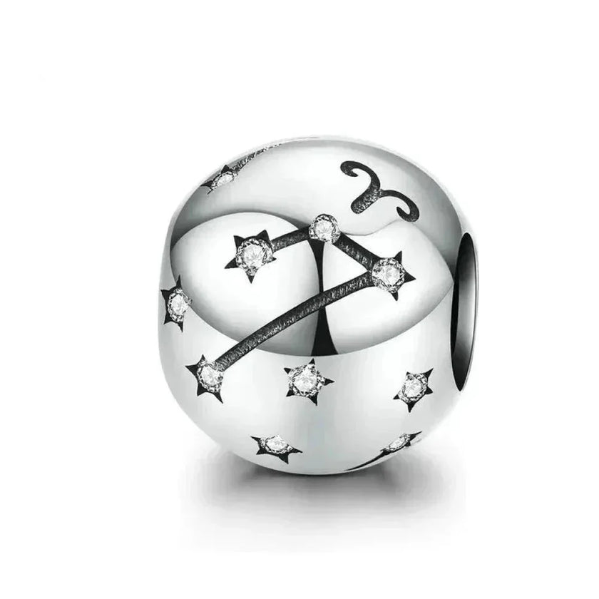 Vintage 925 Sterling Silver Twelve Constellations Star Sign Zodiac Beads Charms For Diy Bracelet Necklace