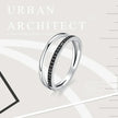 925 Sterling Silver Black & Clear Double Circle CZ Ring