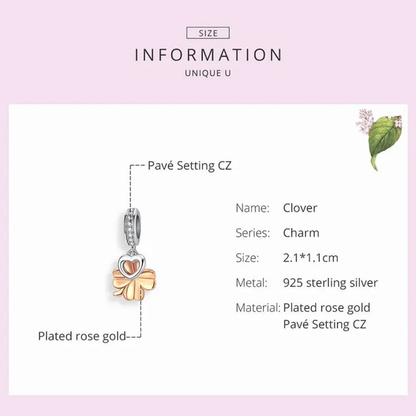 925 Sterling Silver Gardon Lucky Clover Charm - Scc1238