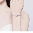 Sterling Silver Snake Chain Bangle Bracelet with CZ Pavé