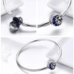 Sterling Silver Snake Chain Bangle Bracelet with CZ Pavé